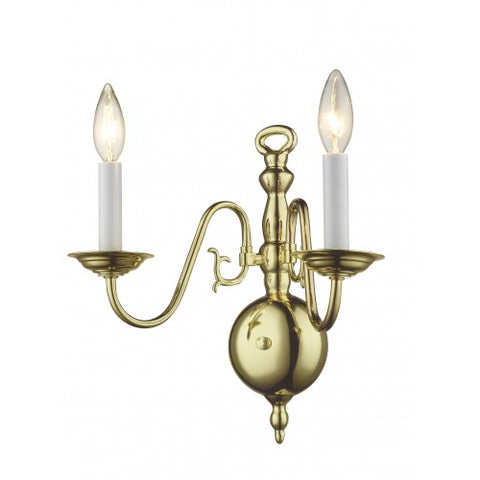 Livex Lighting Williamsburgh 2 Light Polished Brass Wall Sconce