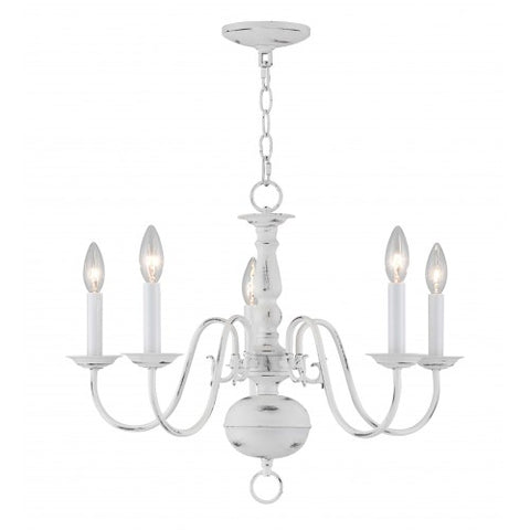 Livex Lighting Williamsburgh 5 Lt Antique White Chandelier