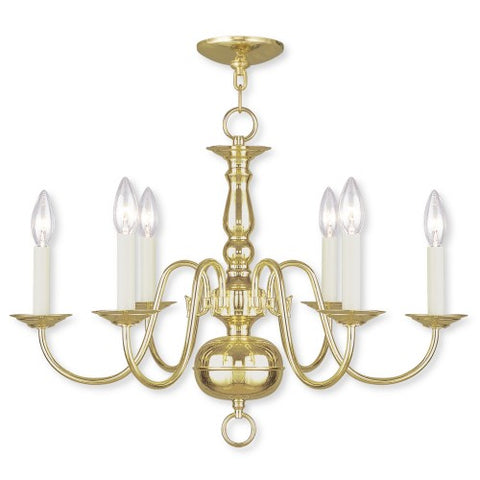 Livex Lighting Williamsburgh 6 Light Polished Brass Chandelier