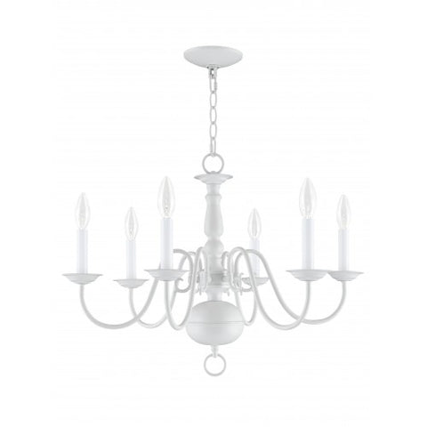 Livex Lighting Williamsburgh 6 Light White Chandelier