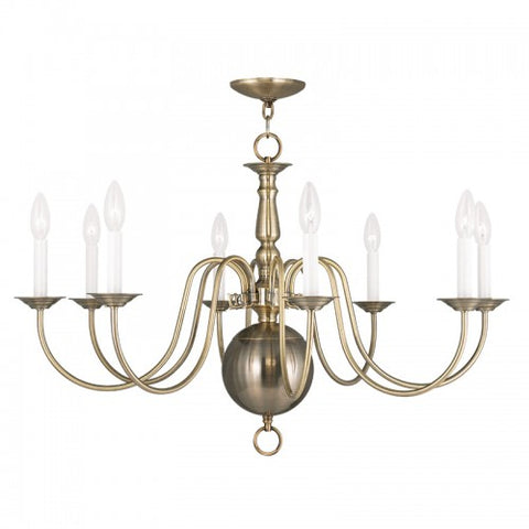 Livex Lighting Williamsburgh 8 Light Antique Brass Chandelier