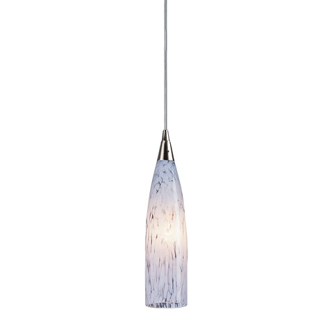Lungo 1 Light Pendant In Satin Nickel And Snow White Glass