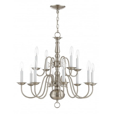 Livex Lighting Williamsburgh 12 Light Brushed Nickel Chandelier