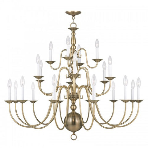 Livex Lighting Williamsburgh 22 Light Antique Brass Chandelier