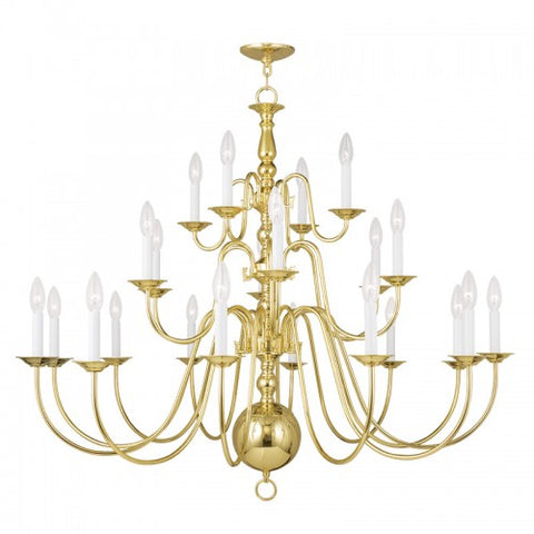 Livex Lighting Williamsburgh 22 Light Polished Brass Chandelier