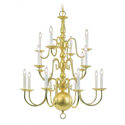 Livex Lighting Williamsburgh 16 Light Polished Brass Chandelier