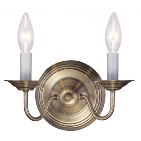 Livex Lighting Williamsburgh 2 Light Antique Brass Wall Sconce