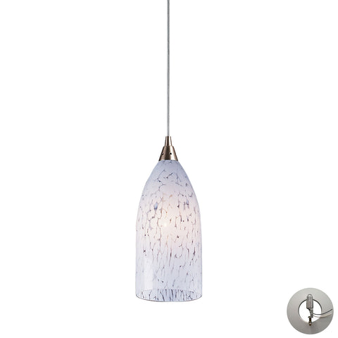 Verona 1 Light Pendant In Satin Nickel And Snow White Glass - Includes Recessed Lighting Kit