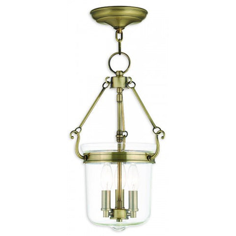 Livex Lighting Rockford 3 Light Antique Brass Pendant
