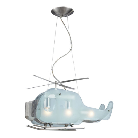 Novelty 3 Light Helicopter Pendant In Satin Nickel