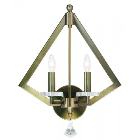 Livex Lighting Diamond 2 Light Antique Brass Wall Sconce
