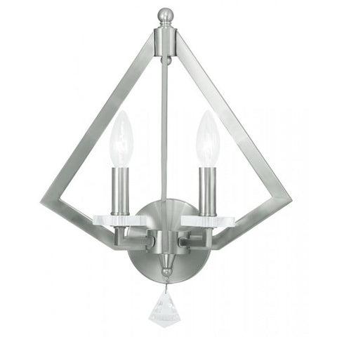 Livex Lighting Diamond 2 Light Brushed Nickel Wall Sconce