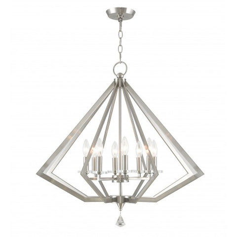 Livex Lighting Diamond 8 Light Brushed Nickel Chandelier