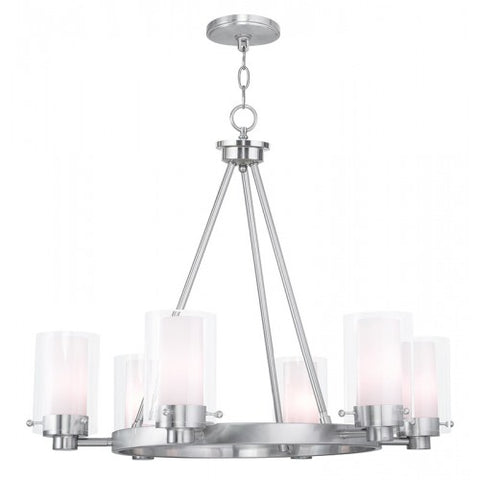 Livex Lighting Manhattan 6 Light Brushed Nickel Chandelier