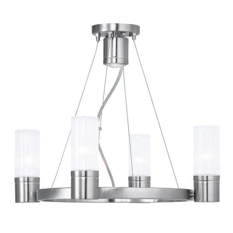 Livex Lighting Midtown  4 Light Brushed Nickel Chandelier