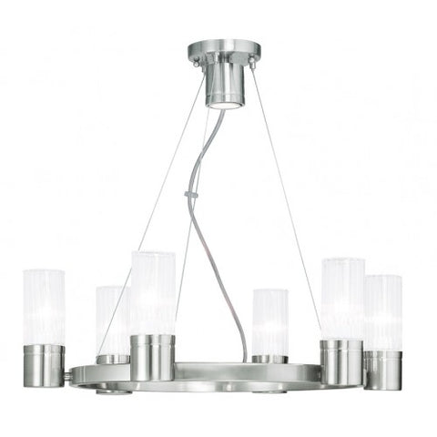 Livex Lighting Midtown  6 Light Brushed Nickel Chandelier