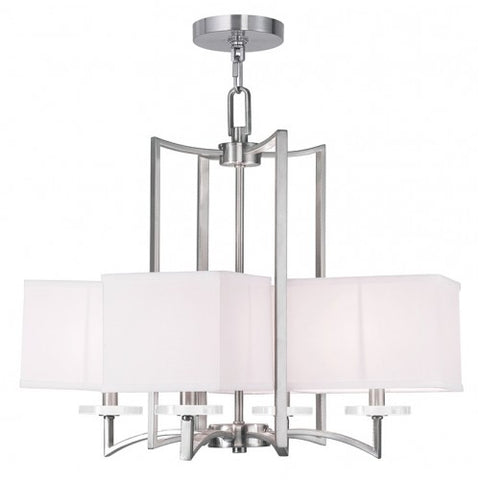 Livex Lighting Woodland Park  4 Light Brushed Nickel Chandelier