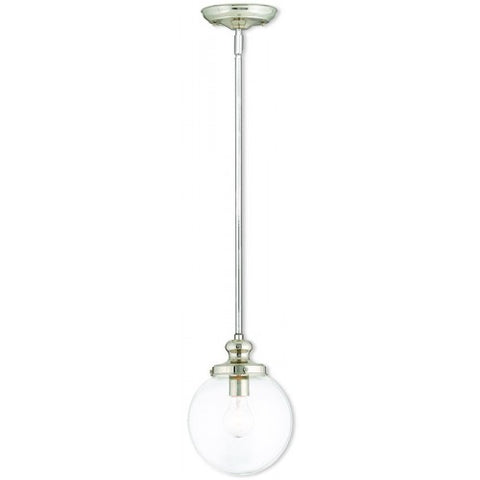 Livex Lighting Sheffield 1 Light Polished Nickel Mini Pendant