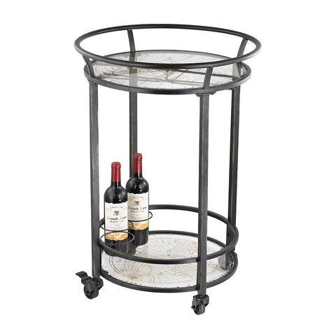 World Map Bar Cart In Dark Bronze