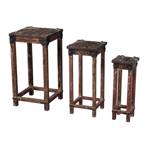 Distressed Finish Stacking Tables - Set of 3