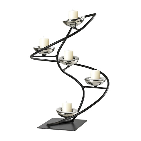 Iron Spiral Candle Holder In Black / Chrome