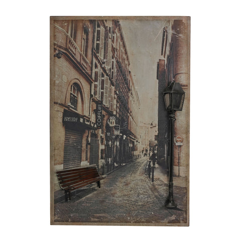 Paris Street-Paris Street Scene Printed On Metal With Metal 3D Accents
