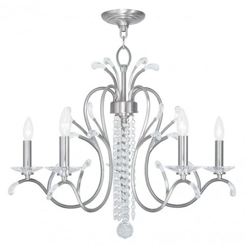 Livex Lighting Serafina 5 Light Brushed Nickel Chandelier