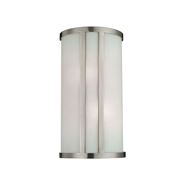 Wall Sconces 2 Light Sconce In Brushed Nickel And White Glass