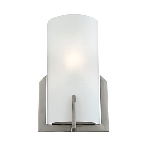 Wall Sconces 1 Light Sconce In Brushed Nickel And White Glass