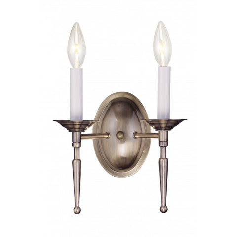 Livex Lighting Williamsburgh 2 Light Antique Brass Wall Sconce