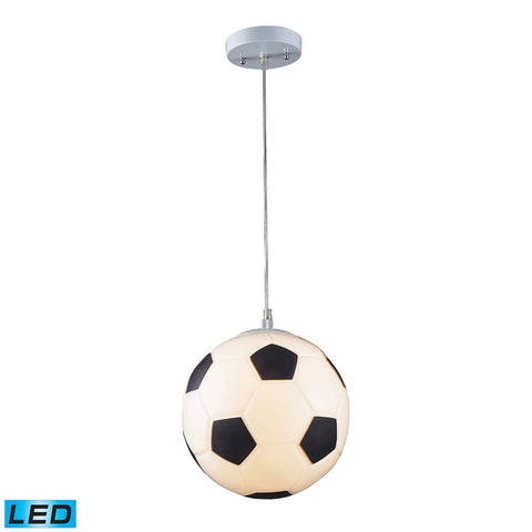 Novelty 1 Light LED Soccer Ball Pendant In Silver
