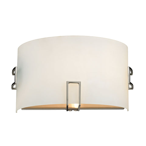 Wall Sconces 1 Light Sconce In Brushed Nickel And White Glass