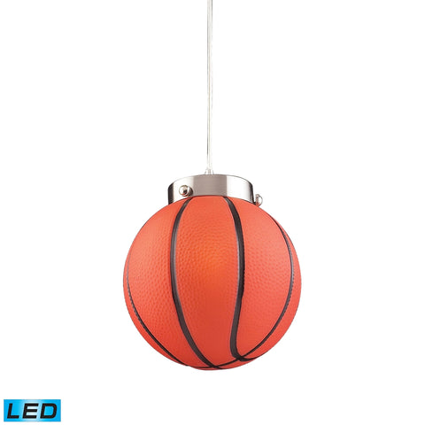 Novelty 1 Light LED Basketball Pendant In Satin Nickel