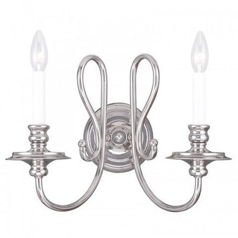 Livex Lighting Caldwell 2 Light Polished Nickel Wall Sconce