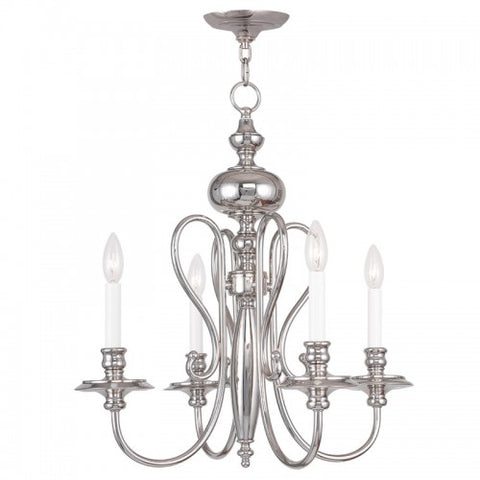 Livex Lighting Caldwell 4 Light Polished Nickel Chandelier