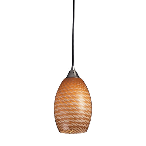Mulinello 1 Light Pendant In Satin Nickel With Cocoa Glass