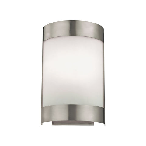 Wall Sconces 1 Light Sconce In Brushed Nickel And White Glass