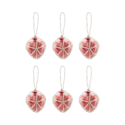 Beaded Ornaments Set - Red Heart