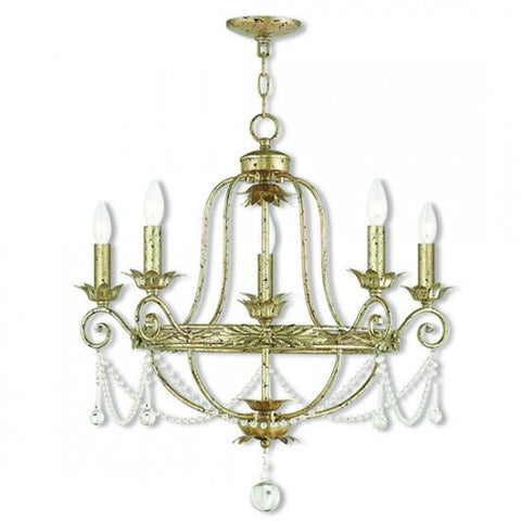 Livex Lighting Sophia 5 Light Winter Gold Chandelier
