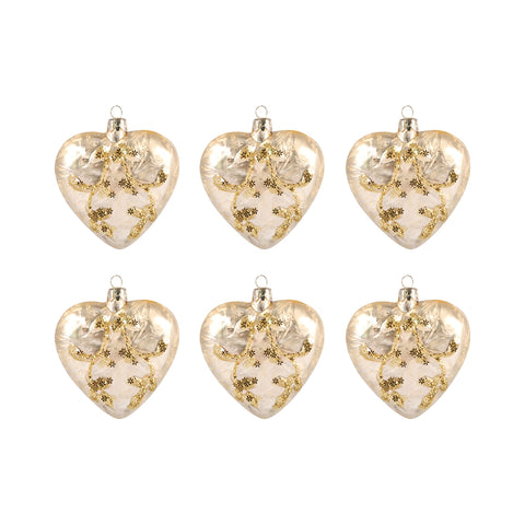 Heart Set of 6 Ornaments In Gold