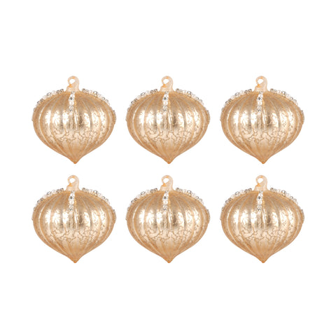 Pointed Ball Set of 6 Ornaments In Gold