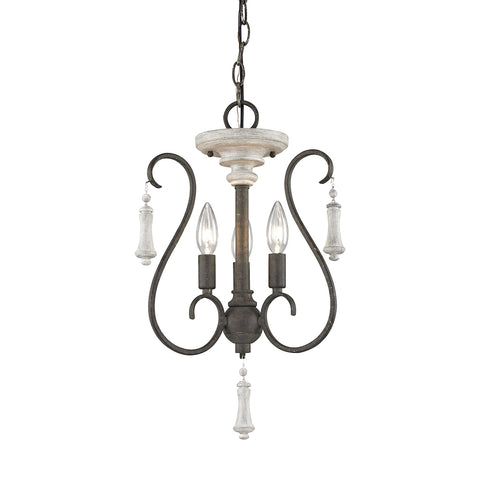 Porto Cristo 3 Light Chandelier In Palermo Rust With Birch Accents