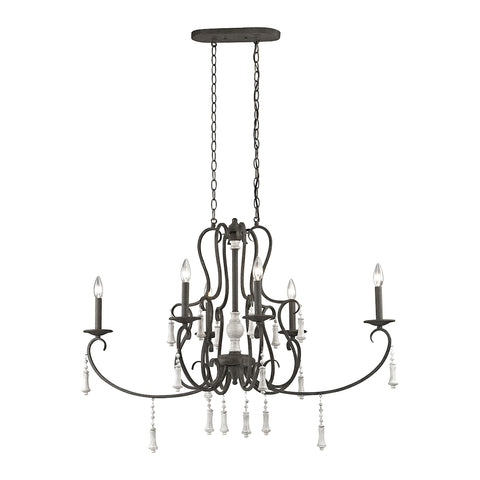 Porto Cristo 6 Light Chandelier In Palermo Rust With Birch Accents