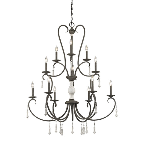 Porto Cristo 12 Light Chandelier In Palermo Rust With Birch Accents