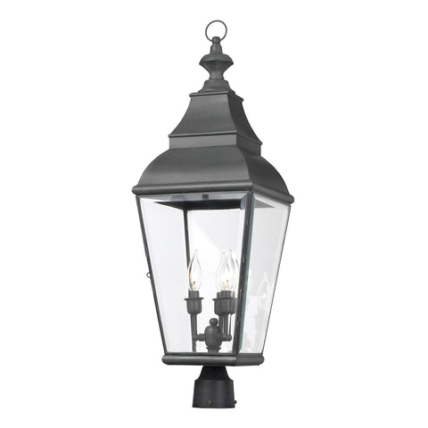 Bristol 3 Light Outdoor Post Lantern In Charcoal And Beveled Glass