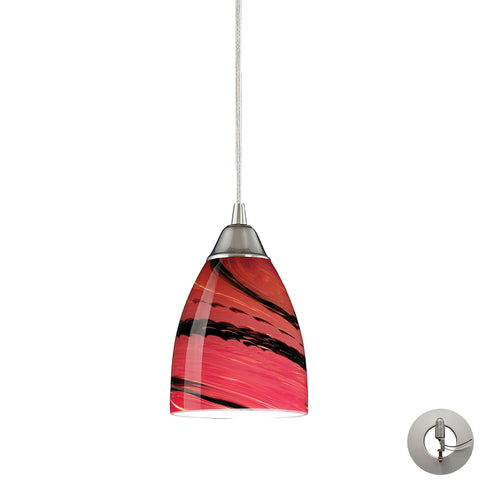 Pierra 1 Light Pendant In Satin Nickel And Autumn Glass - Includes Recessed Lighting Kit