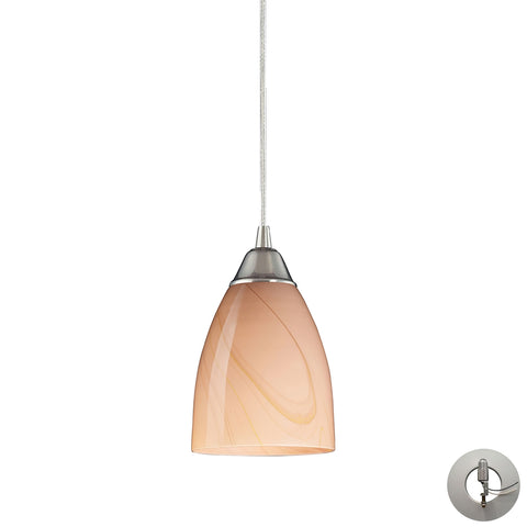 Pierra 1 Light Pendant In Satin Nickel And Sandy Glass - Includes Recessed Lighting Kit