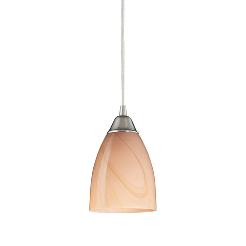 Pierra 1 Light Pendant In Satin Nickel And Sandy Glass