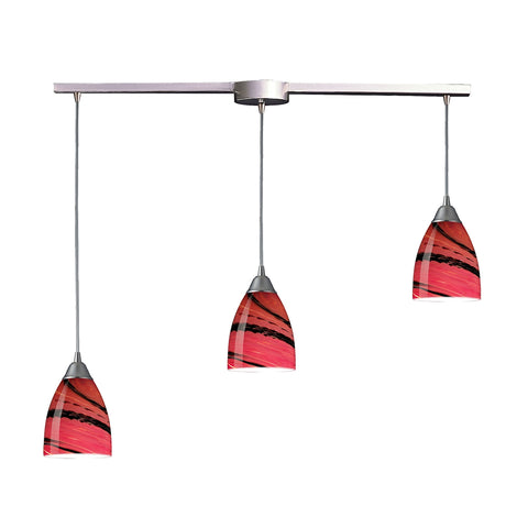 Pierra 3 Light Pendant In Satin Nickel And Autumn Glass