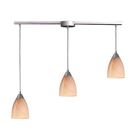 Pierra 3 Light Pendant In Satin Nickel And Sandy Glass